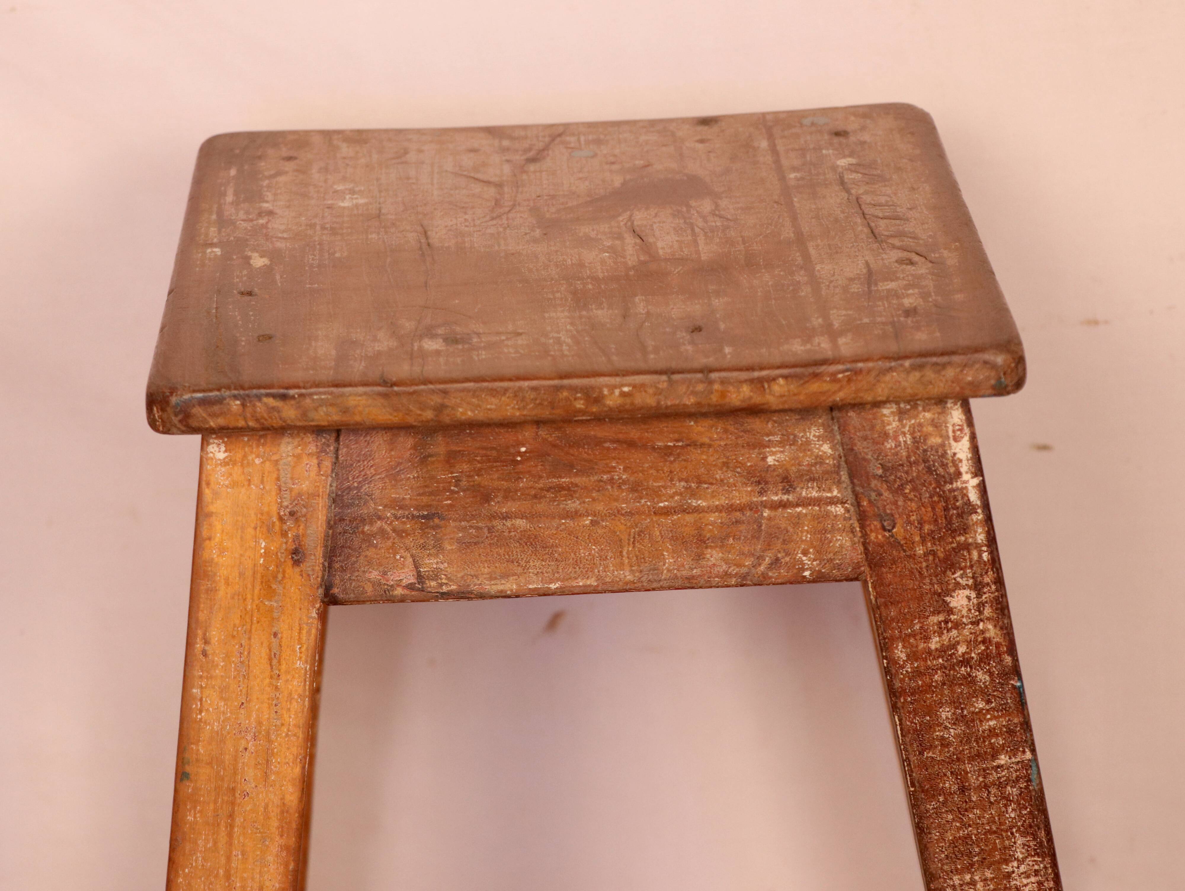 Old burmese teak workshop top stool