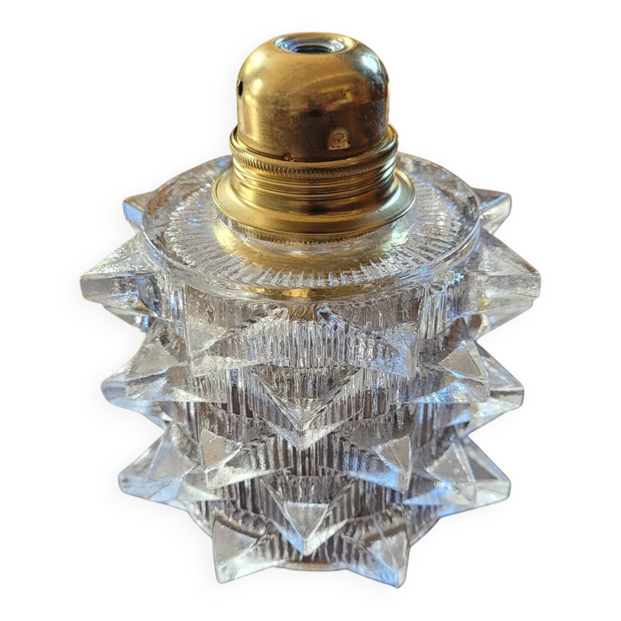 Abat-jour en verre moulé géométrique années 1960