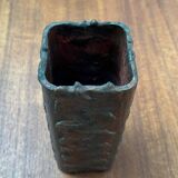 Brutalist metal block vase from the mid-century, 1960s.
