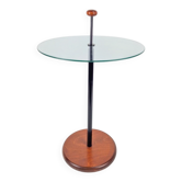 Postmodern Side Table with Ball Handle and Glass Top, 1980s