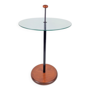 Postmodern Side Table with Ball Handle and Glass Top, 1980s