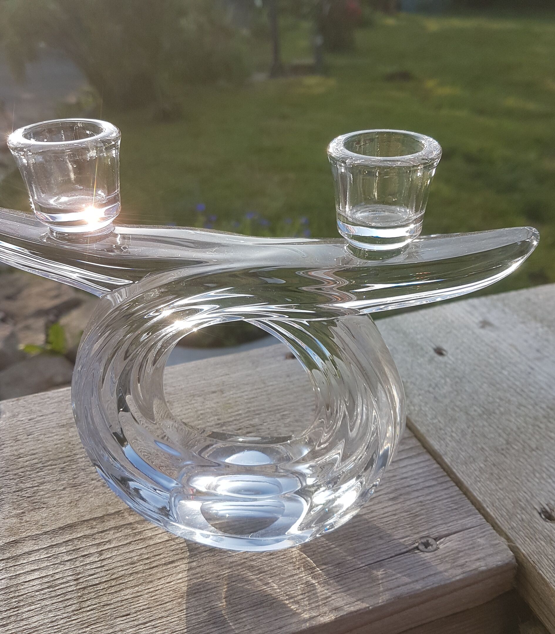 Candlesticks double arms crystal years 50-60