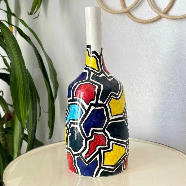 Colorful bottle handmade vase