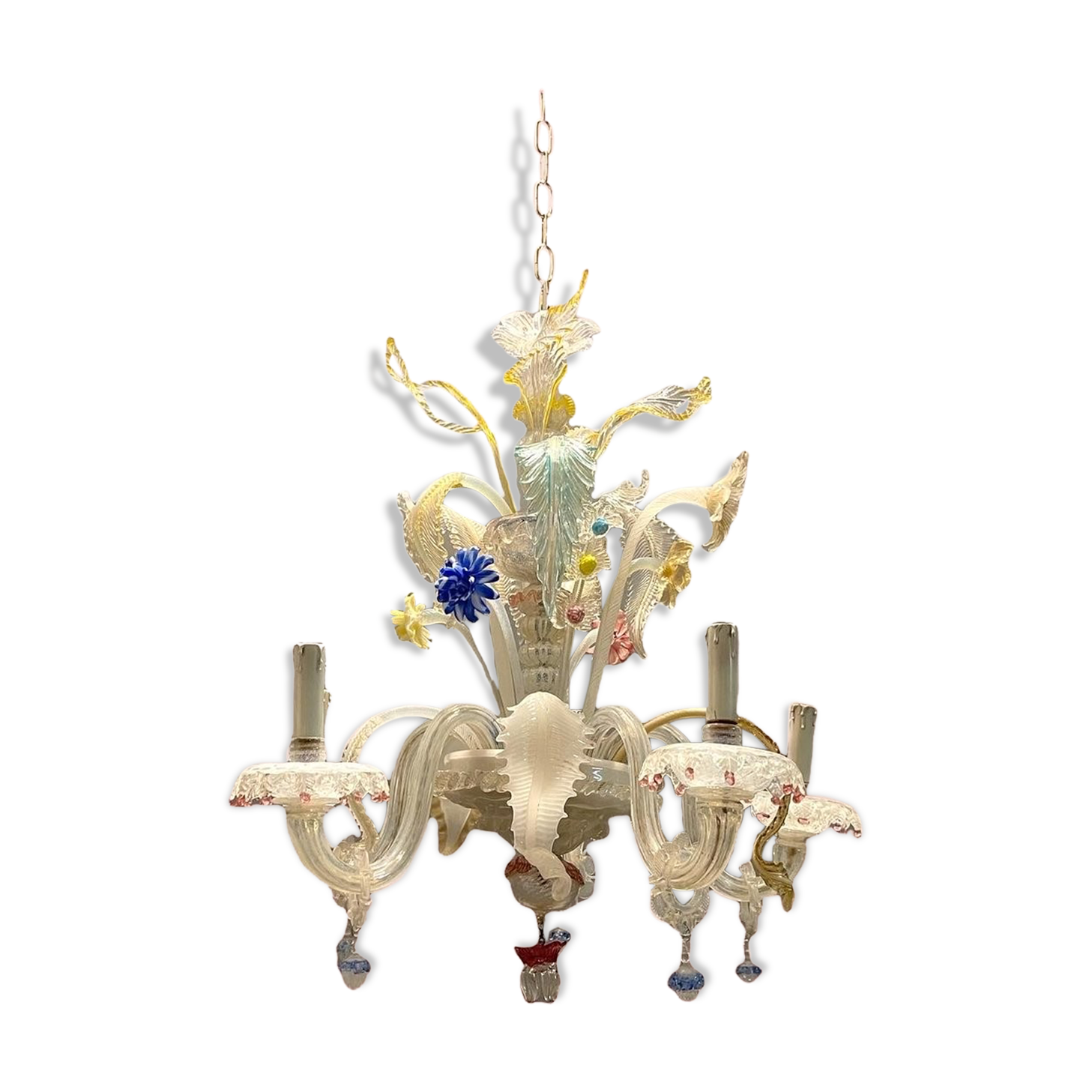 Italian harlequin chandelier in Venetian murano glass
