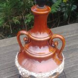 Vintage glazed ceramic lamp base from the 60s/70s with double lighting of medium size.