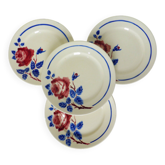 4 vintage flat plates by K and G Luneville, Chantal model