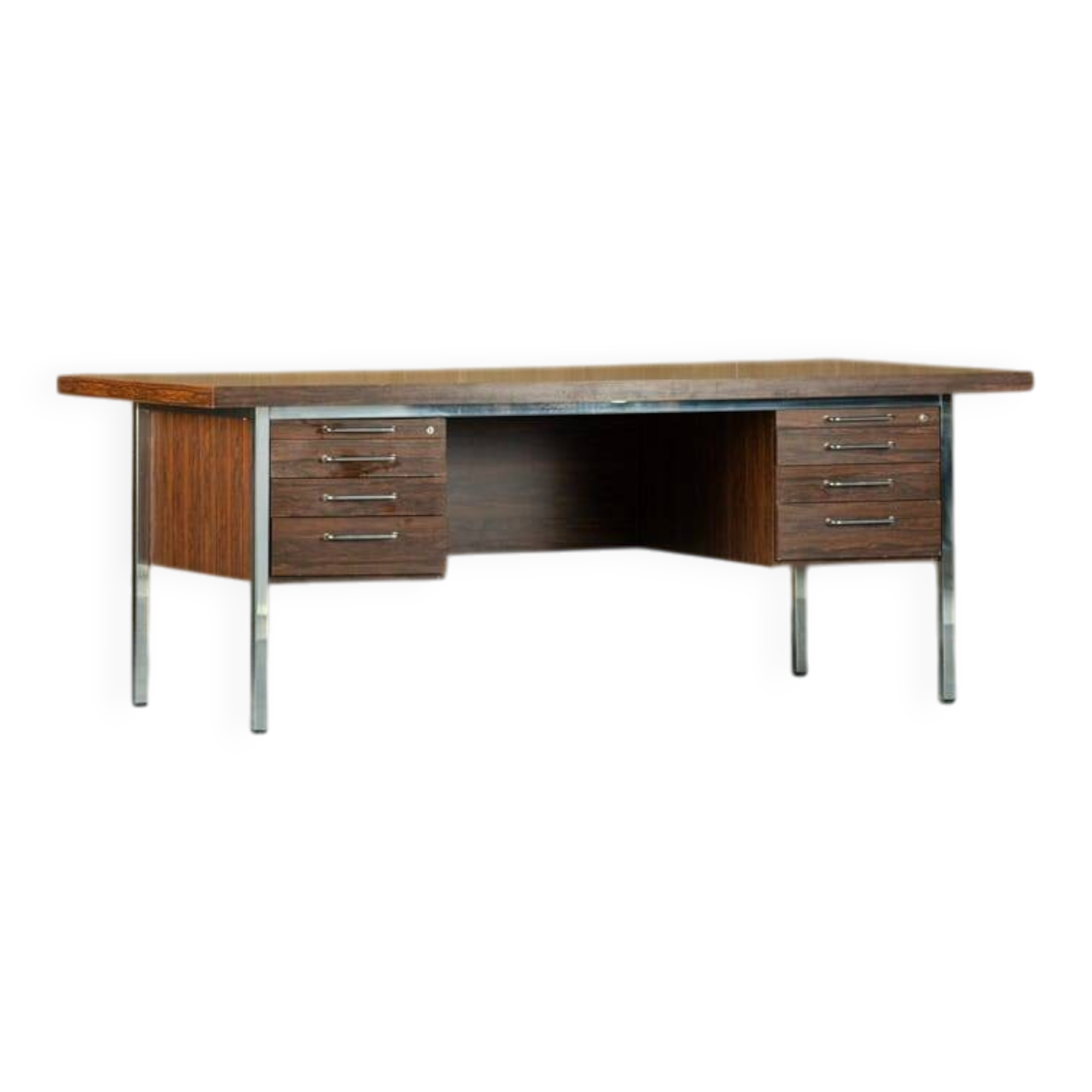 Mid-century rosewood and metal desk, Denmark 1970s