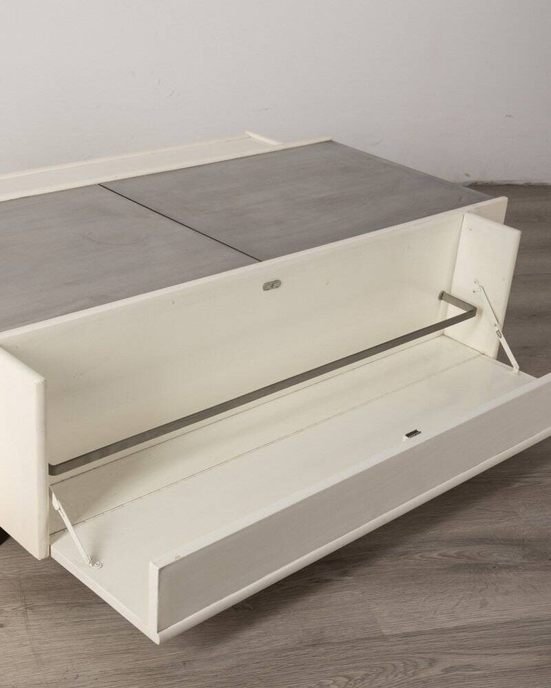 Wooden and chromed metal vintage bar table, 60s