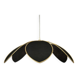 Flower suspension with metal structure and 6 black linen petals