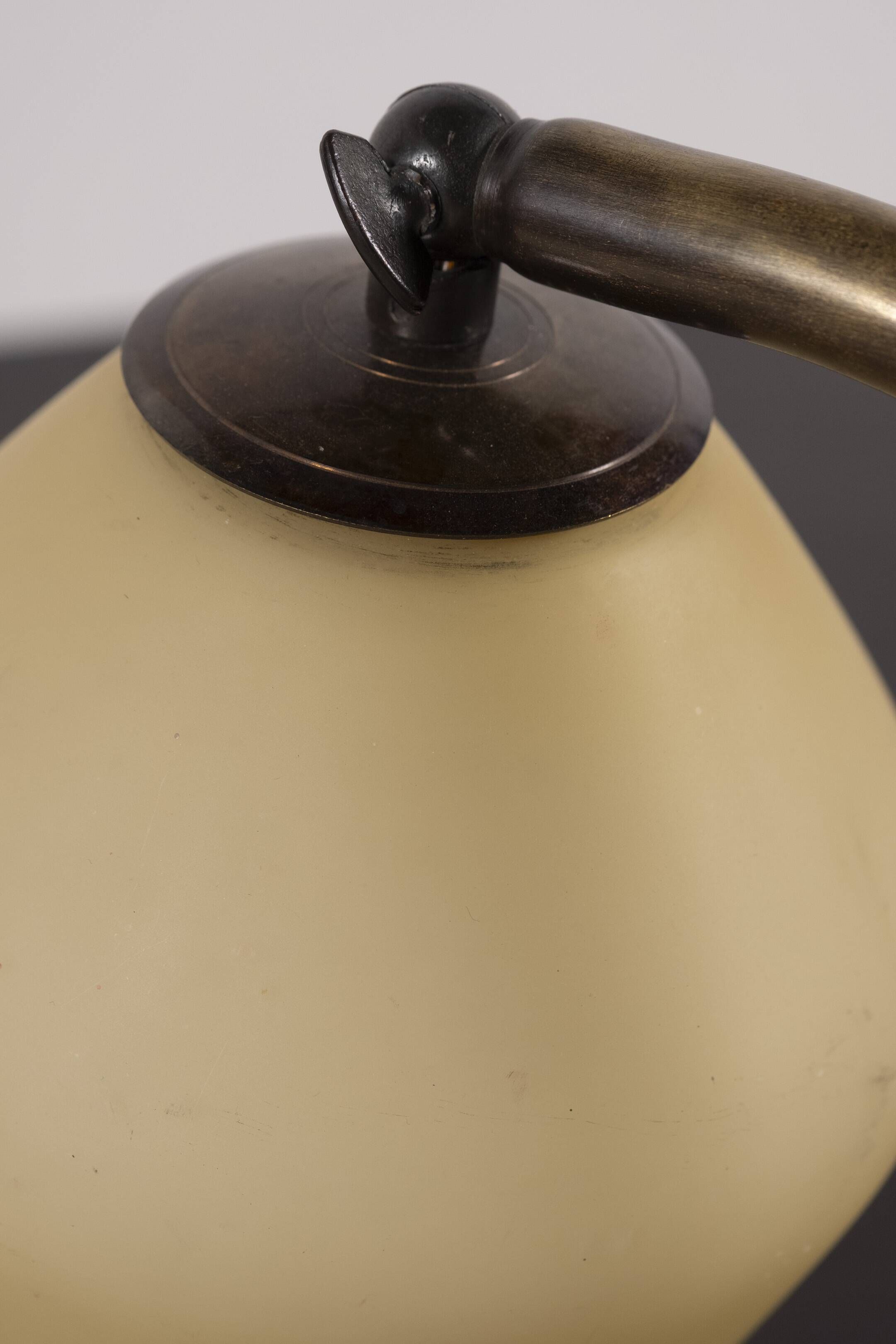 Danish Brass and Opaline Glass Desk Lamp, circa 1930s