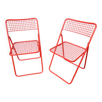 Pair of folding chairs Ted Net N. Gamelgaard 80s Ikéa