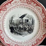 Set of 8 "Month" ceramic talking plates Digoin Sarreguemines