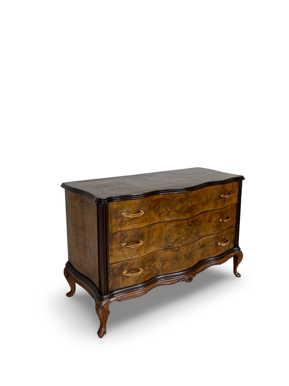 Commode italienne Art déco en loupe de noyer, années 1940-50