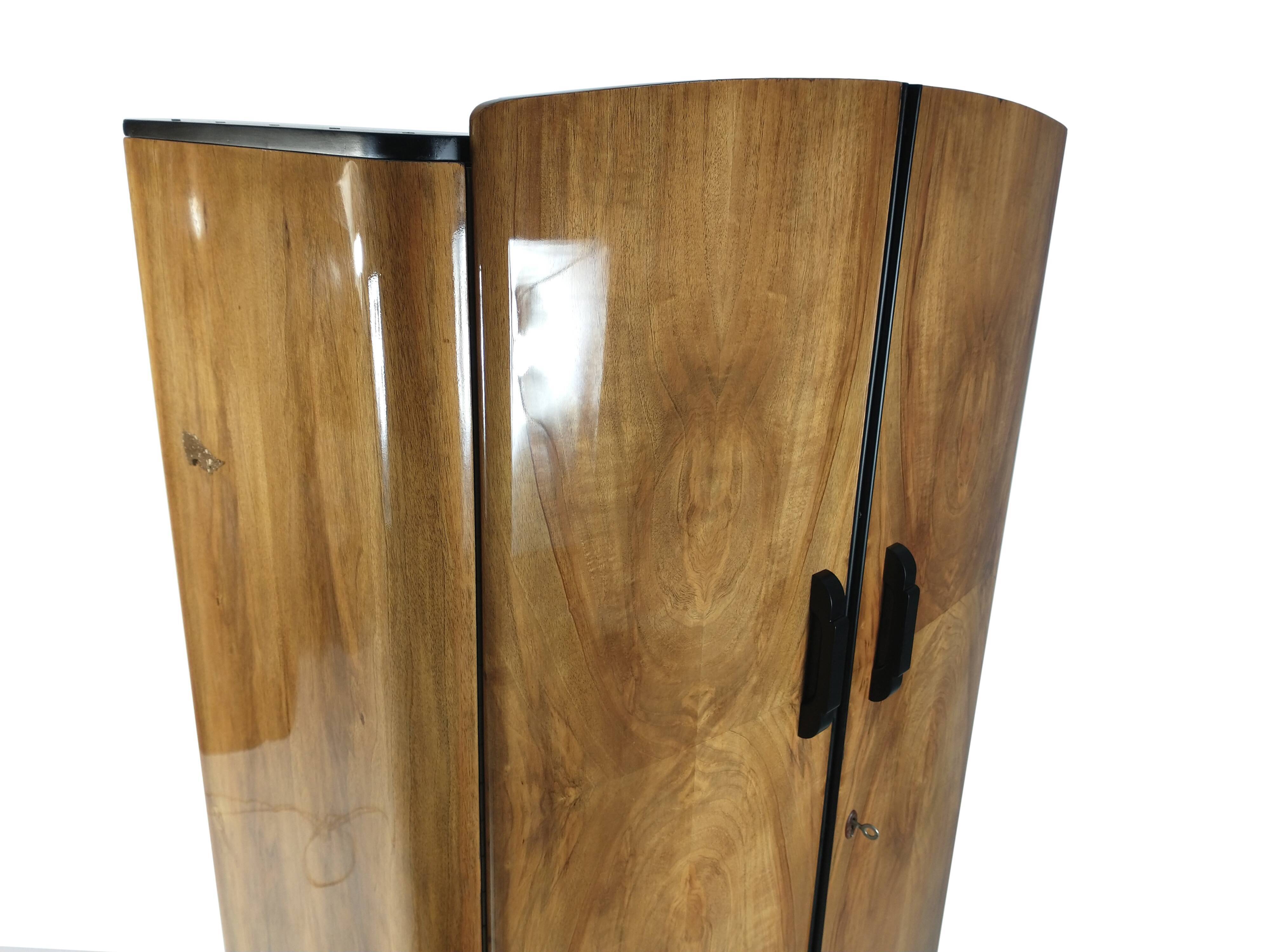 Art Deco Walnut Wardrobe by Jindřich Halabala for UP Závody, 1950s