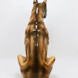 Life-size boxer dog statue in majolica, glazed ceramic, Italy, 1970s.