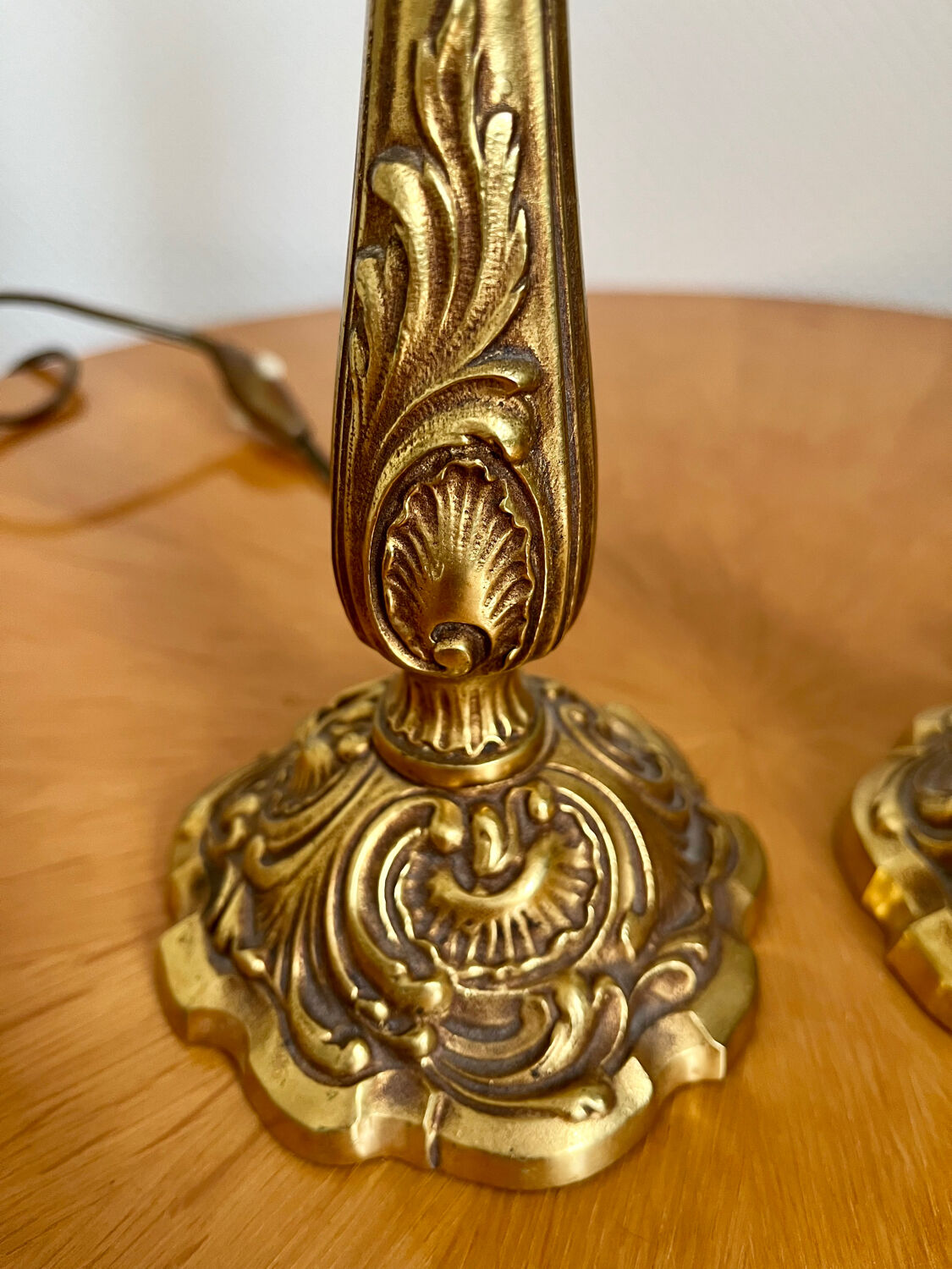 Pair of Louis XV rocaille bronze lamps