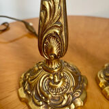 Pair of Louis XV rocaille bronze lamps