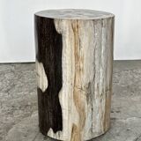 Small black, white and gray petrified wood side table H28cm D:18.5