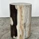 Small black, white and gray petrified wood side table H28cm D:18.5