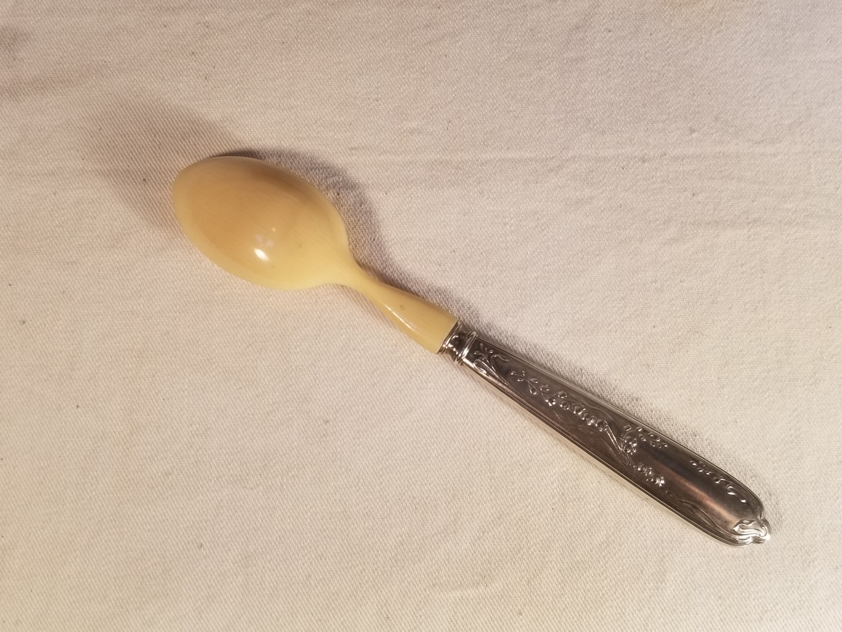 Old ivory silver porridge spoon