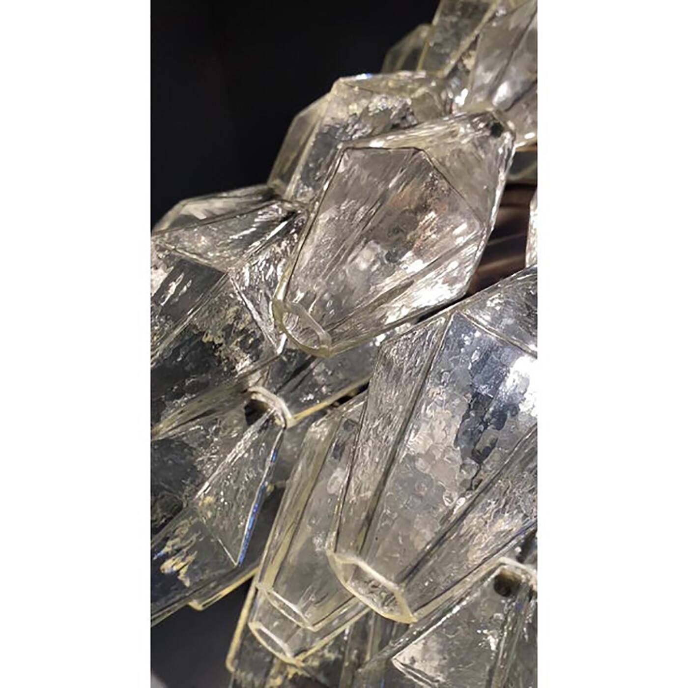 A pair of champagne "poliedro" murano glass chandelier