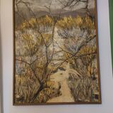 Oil painting on canvas, Claure Jallois, landscape cevenol ( 1959 )