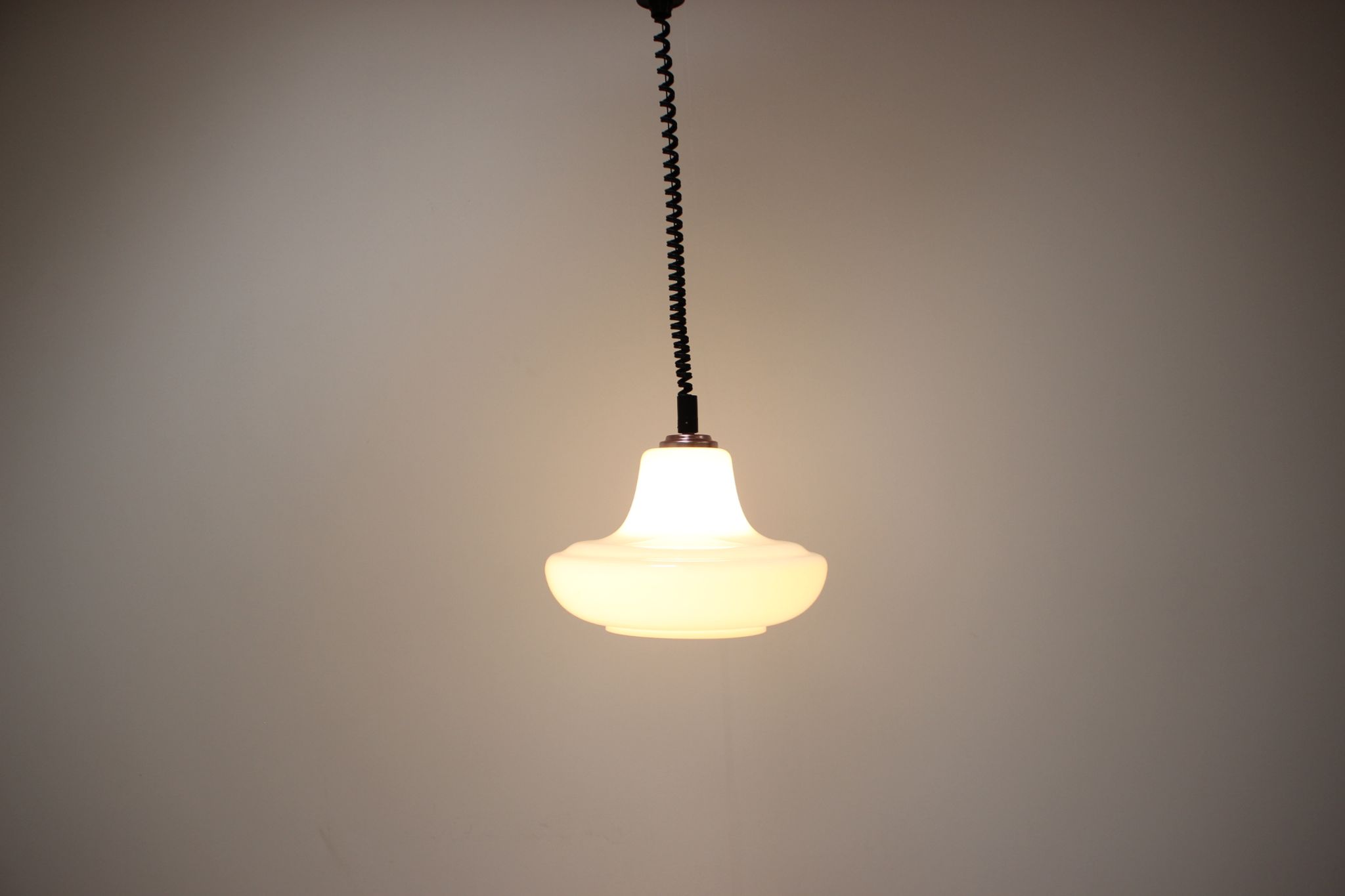 Mid-century adjustable glass pendant, 1970's
