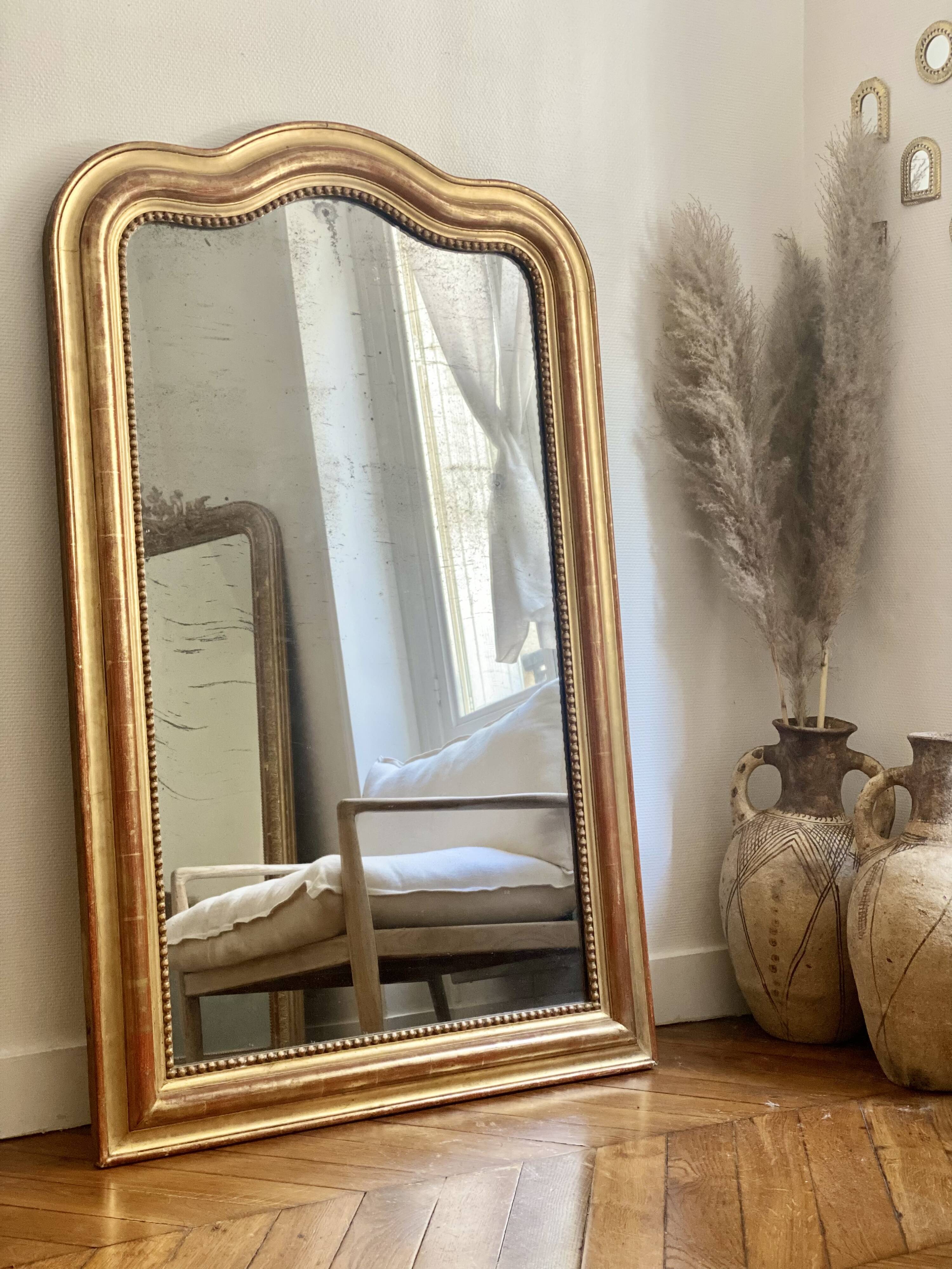 Old mirror louis Philippe golden gold leaf fireplace