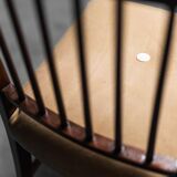 Set of 3 office chairs wood leather 50s vintage