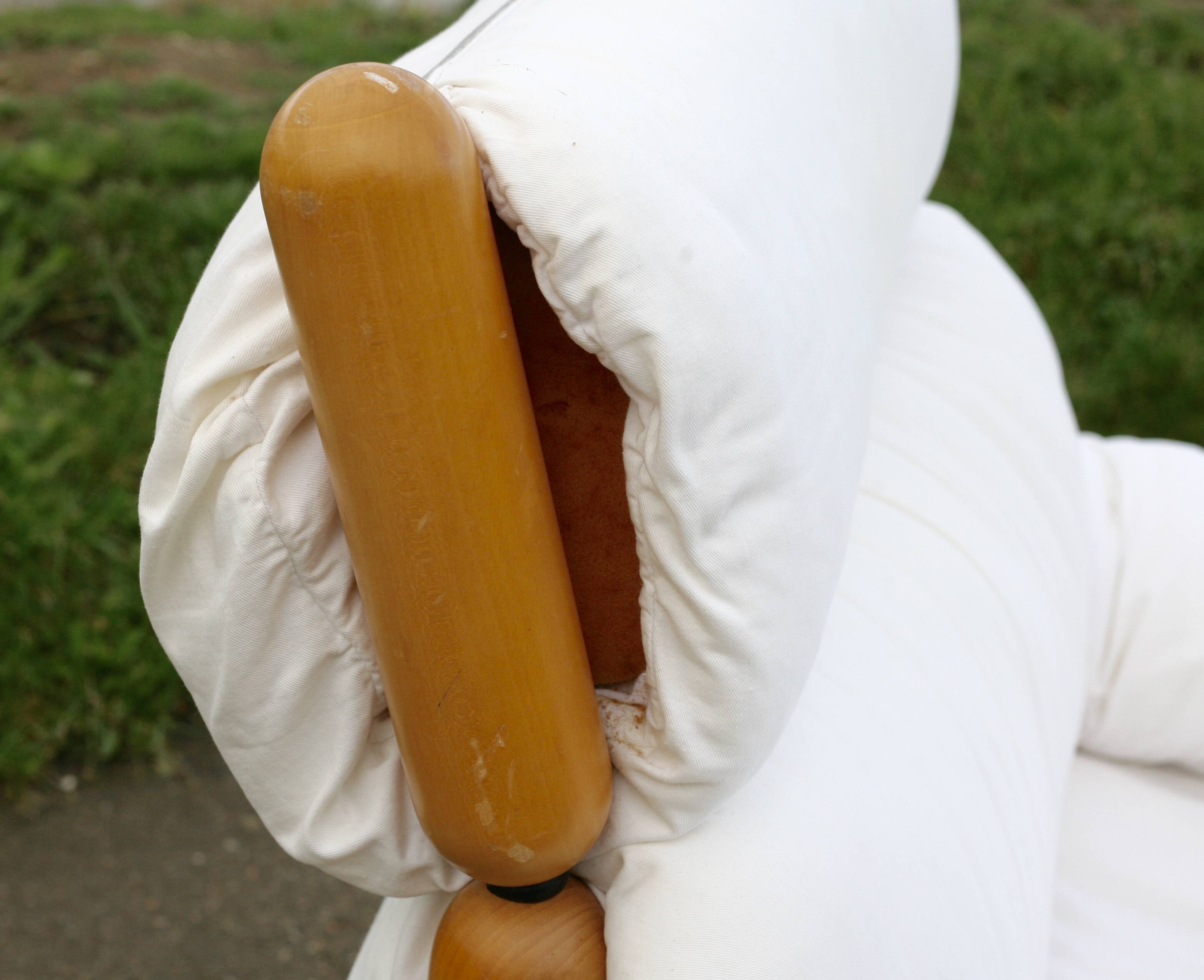 Enzo Mari, Gamba di Legno armchair and ottoman, Driade, Italy, 1976