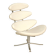 "Corona" lounge chair in off-white grained leather by Poul Volther for E