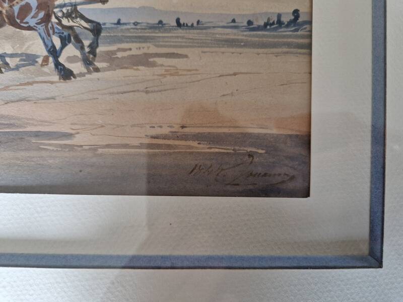 Johnny Audy (active 1840-1880) - Watercolor on paper - "The diligence" - Signed lower right