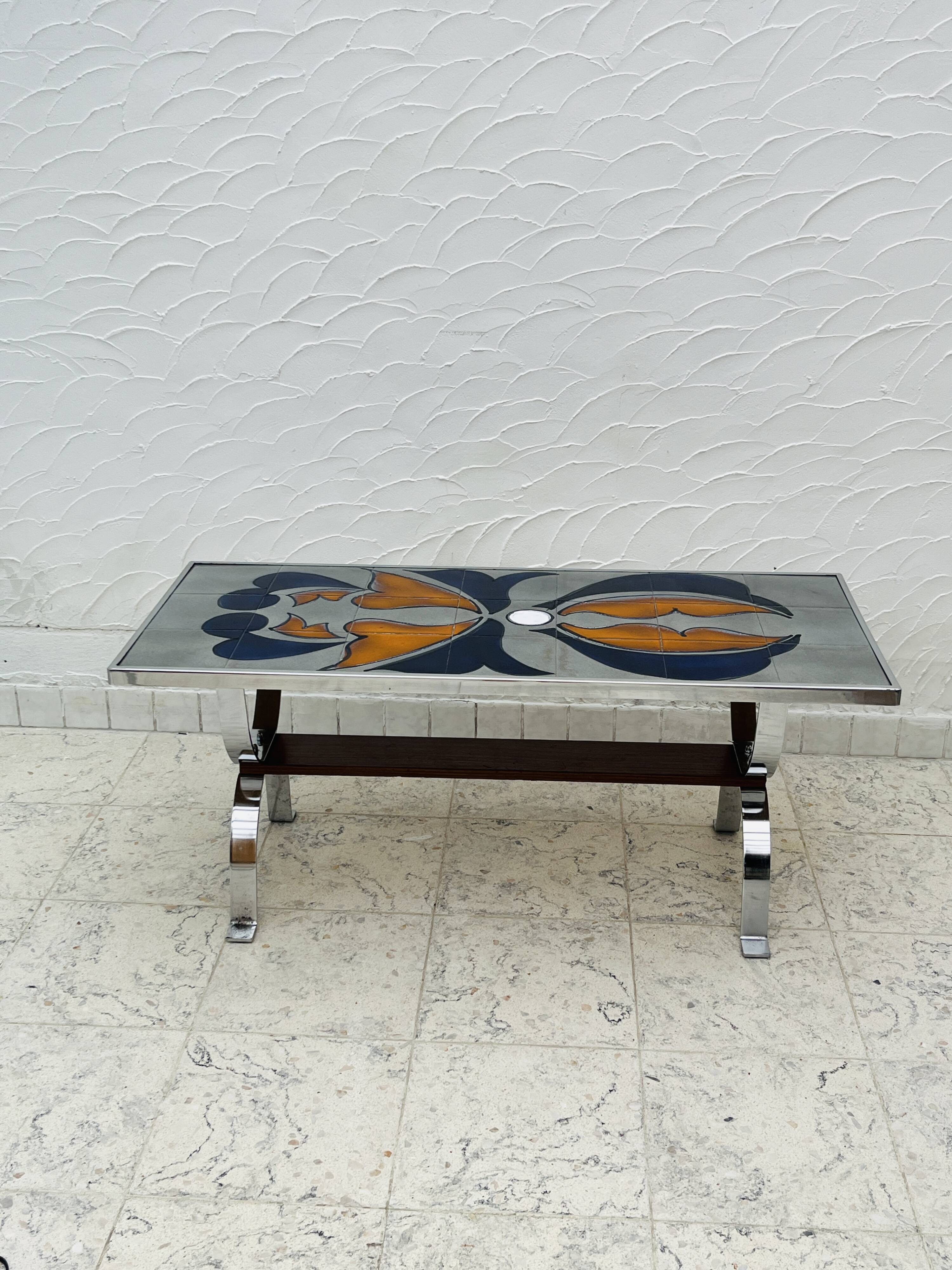 Metakore coffee table in ceramic from vallauris, signed cedem.