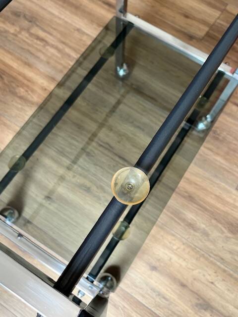 Chrome and glass serving trolley