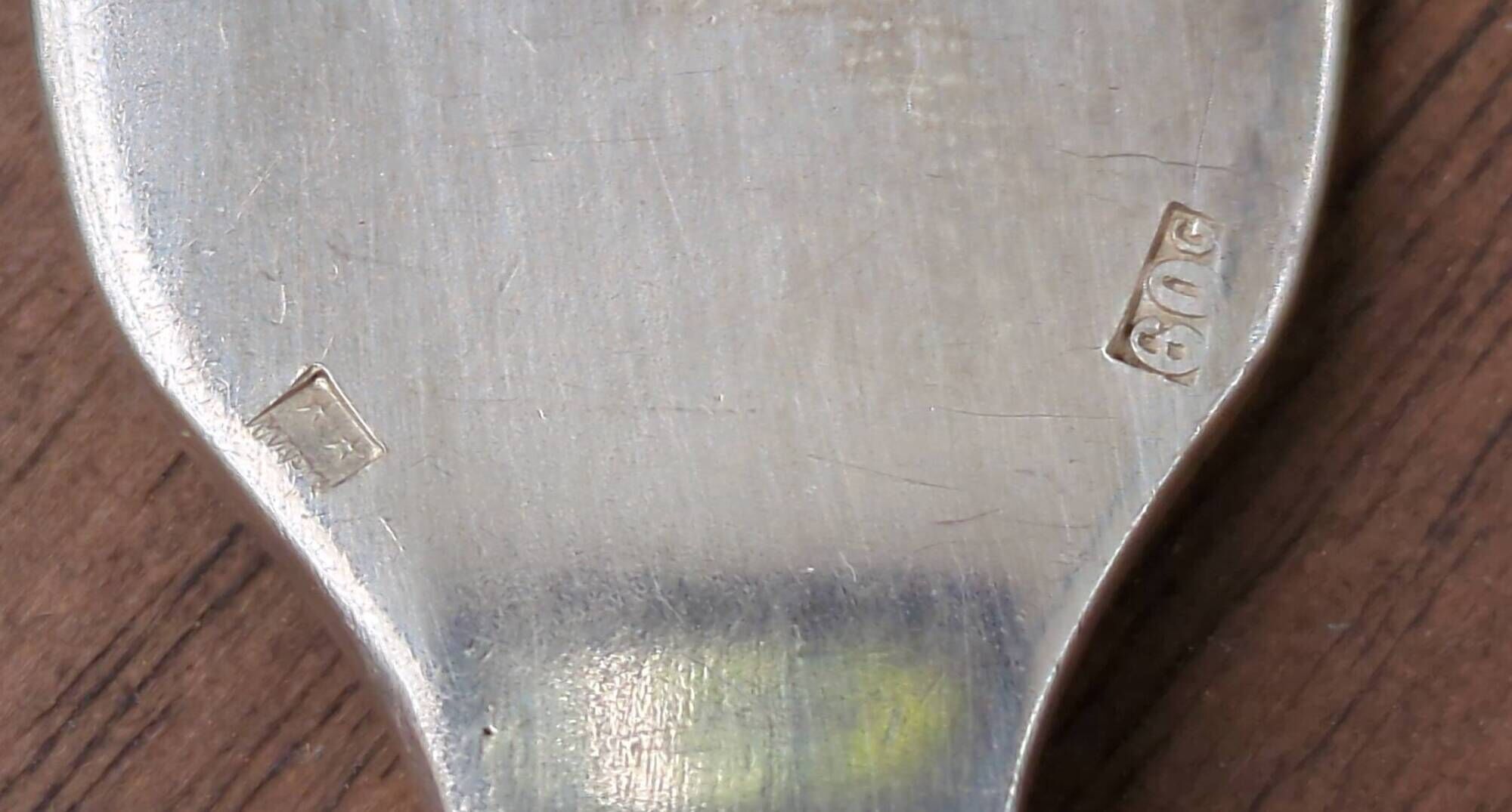 Antique silver plated fork and spoon in box 60g