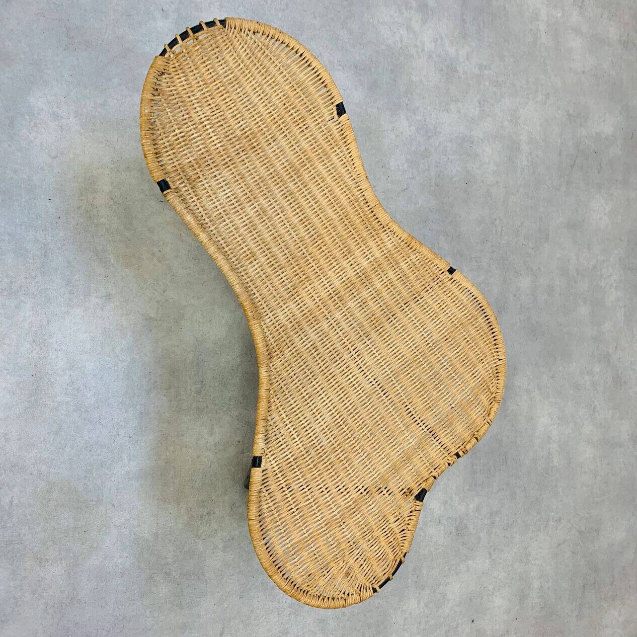Raoul Guys coffee table, free form, wicker and metal, 1960s.