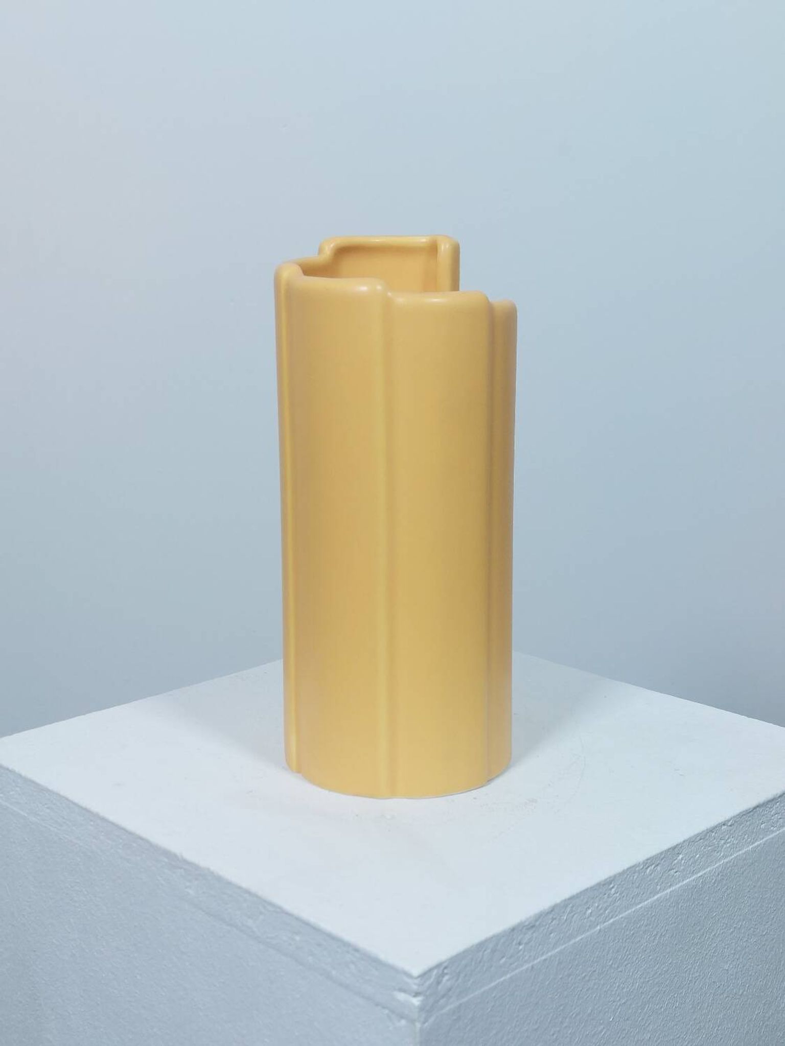 Three yellow vases in Memphis style by ASA Germany.