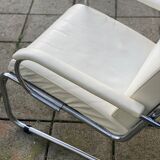 Vintage leather tubular chrome arm chair