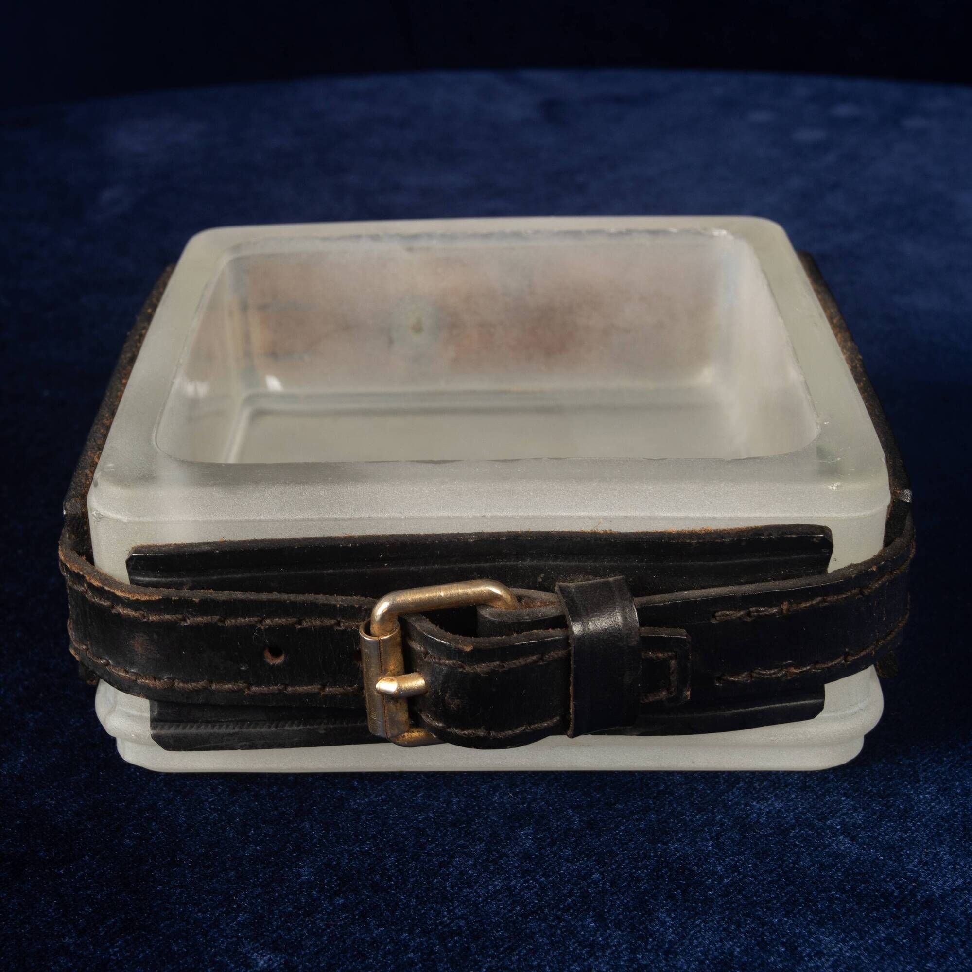 Jacques Adnet Hand-Stitched Leather Ashtray, France 1950