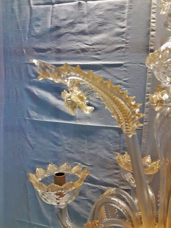 superb great translucent Murano chandelier and gold, old,complete