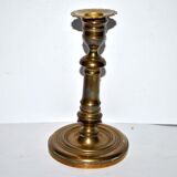 Old candlestick candleholder in gilded bronze, torch with pearl frieze 18cm