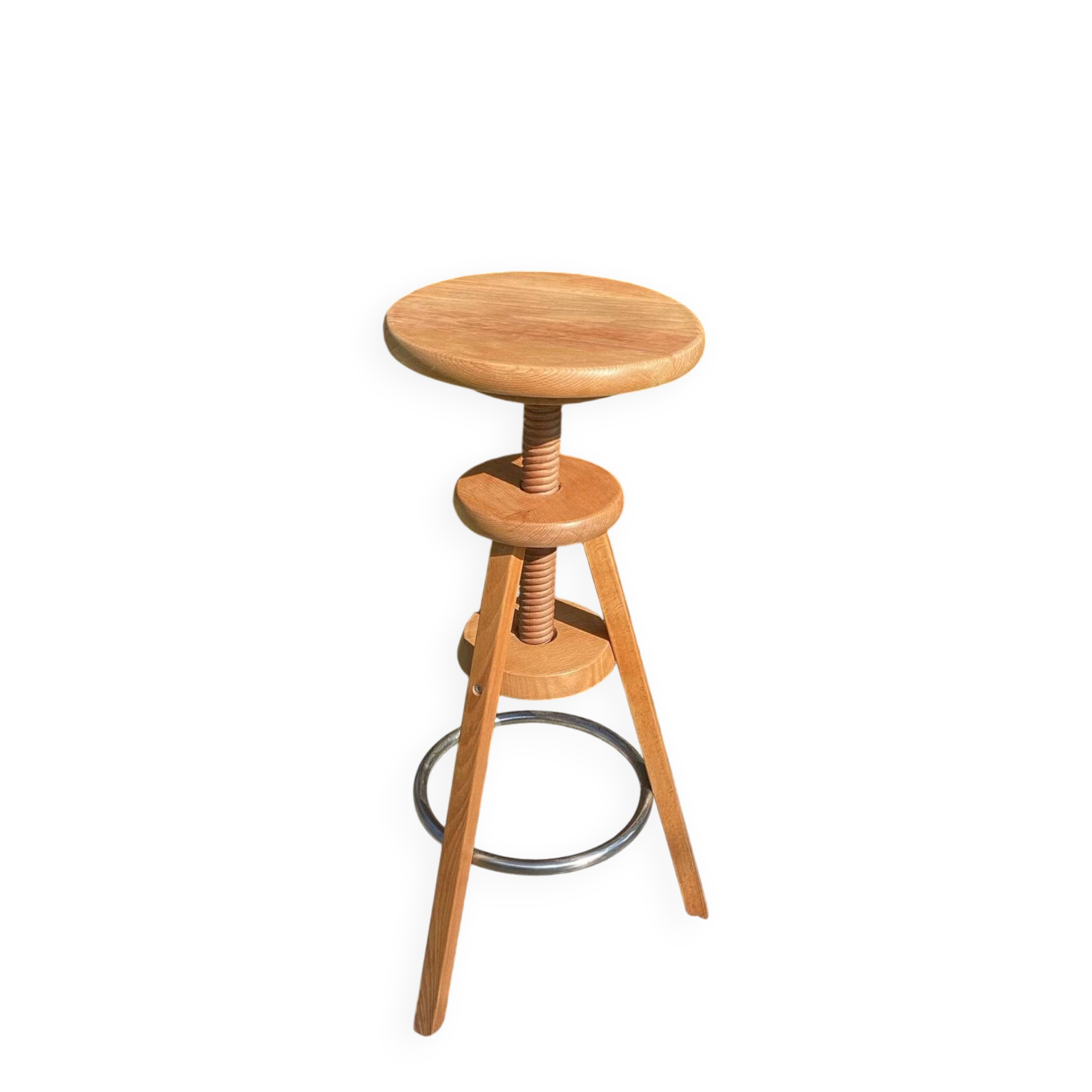 Tabouret à vis bois dit d’horloger