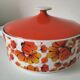 Vintage soup tureen Wunsiedel Bavaria – orange pop flowers 70s