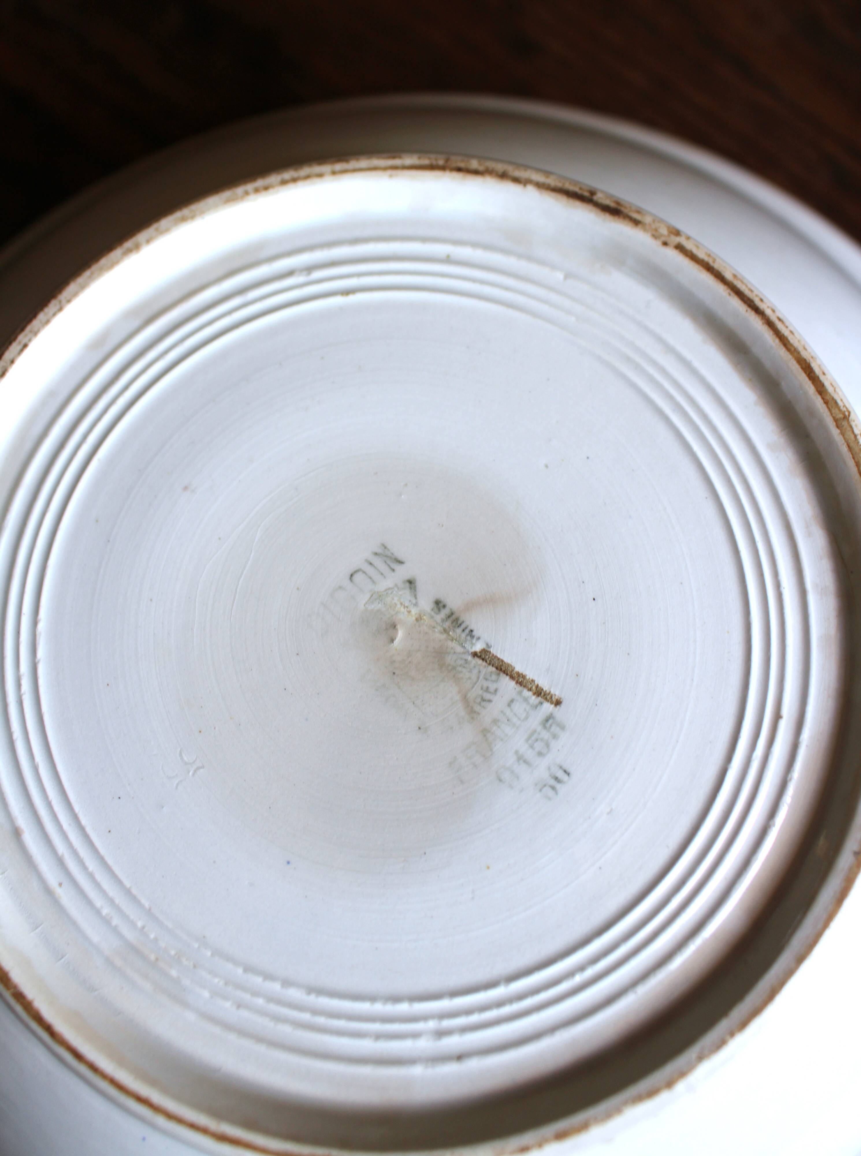 Blue salad bowl Digoin Art Deco Flowers