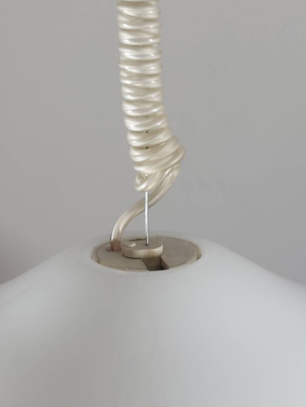 Large italian vintage hanging lamp made of glass by Leucos