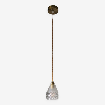 Vintage pendant lamp in chiseled glass