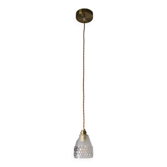 Vintage pendant lamp in chiseled glass