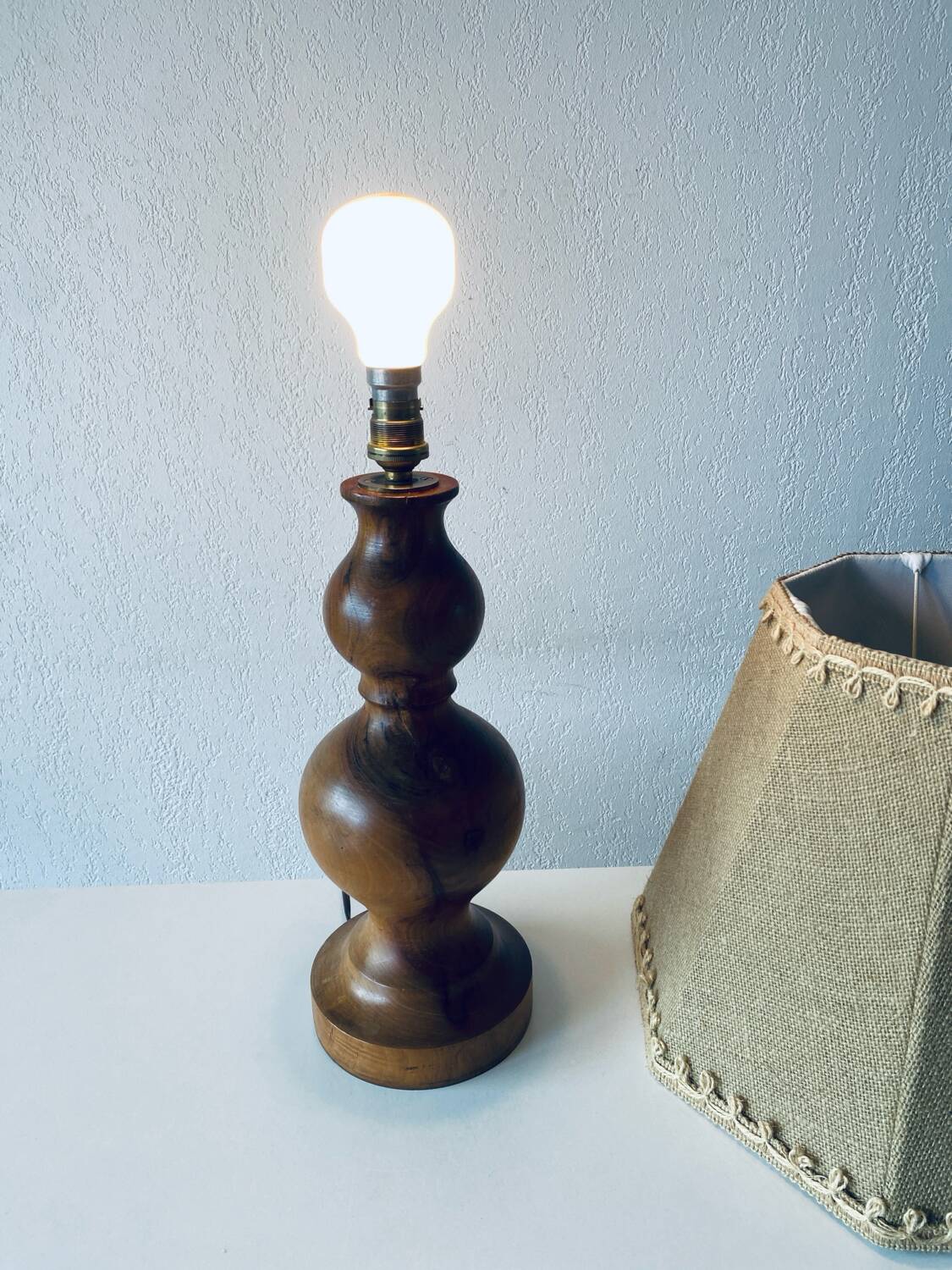 Turned wooden lamp base