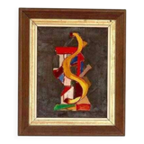 Original mid-century Swedish oil on canvas – “Layers” by Wilhelm Henning – signed & framed – 32 × 39 cm (12.6" × 15.4")