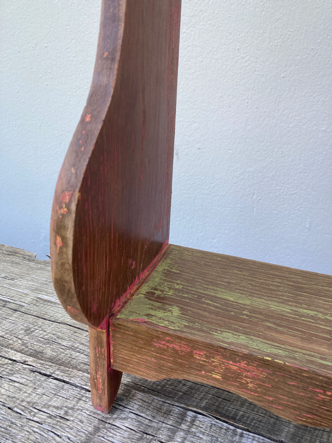 Wall spice shelf patinated wood vintage antique storage